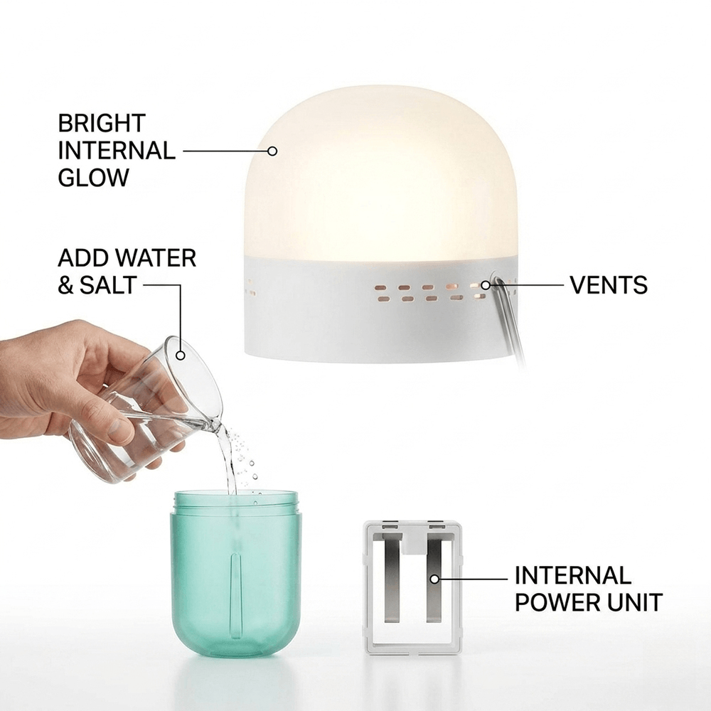 Power Outage Light - Lampada salina portatile compatta, dimensioni 65,5