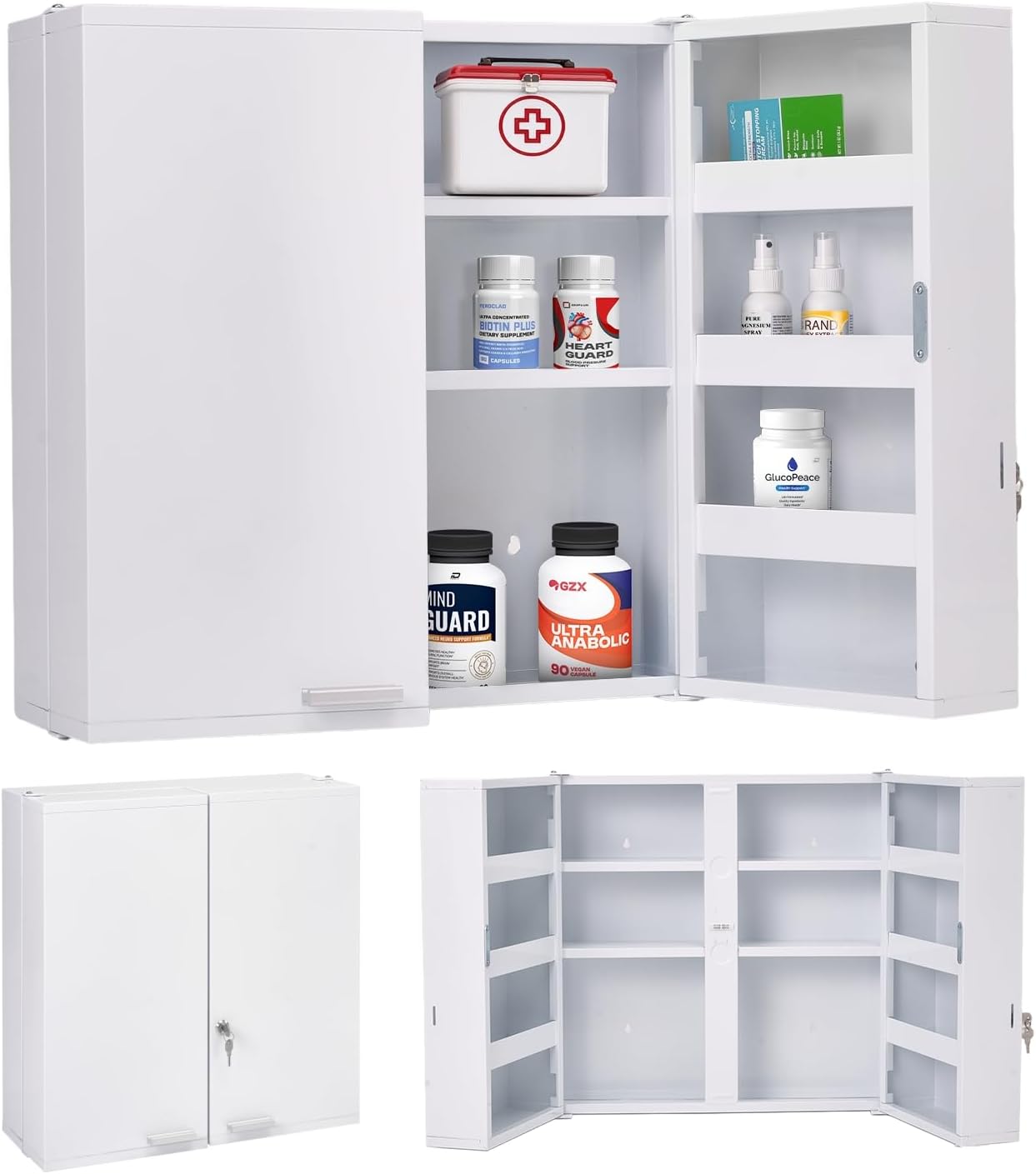 Medicine Cabinet Lock - Armadietto Portamedicinali Grande con Serratura, 11
